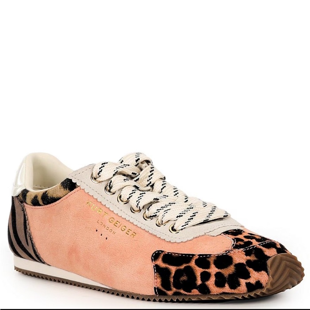Kurt Geiger Peach and Black Sneakers Retro-Inspired Design
